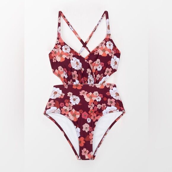 Cup she cut out floral swimsuit - Picture 1 of 7
